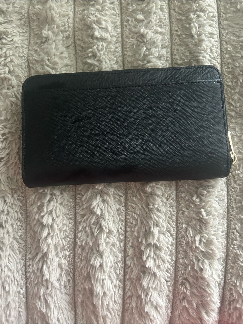 henri bendel Black Zip-Around Saffiano Leather Wallet with Gold Logo - Picture 2 of 5